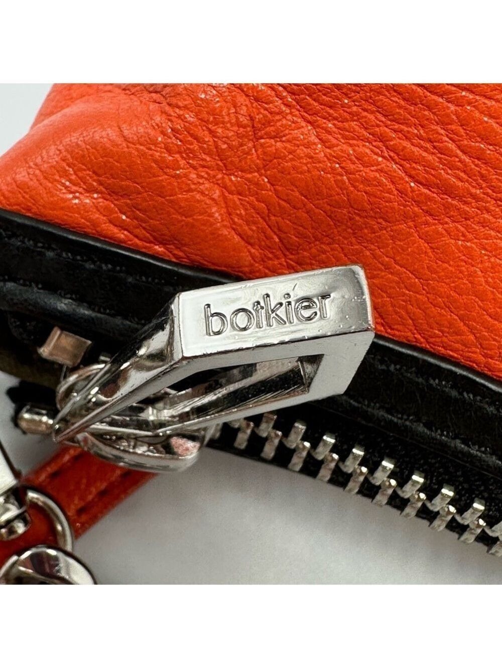 Botkier CRUZ Crossbody Hand Bag Orange Leather Chrome Chain and Zippers - Picture 5 of 15